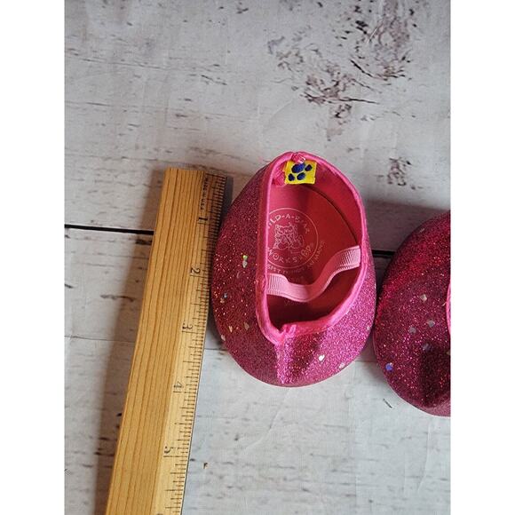 Build A Bear Workshop Fuchsia Glitter Sparkle Slip On Mary Janes Shoes - Picture 6 of 6